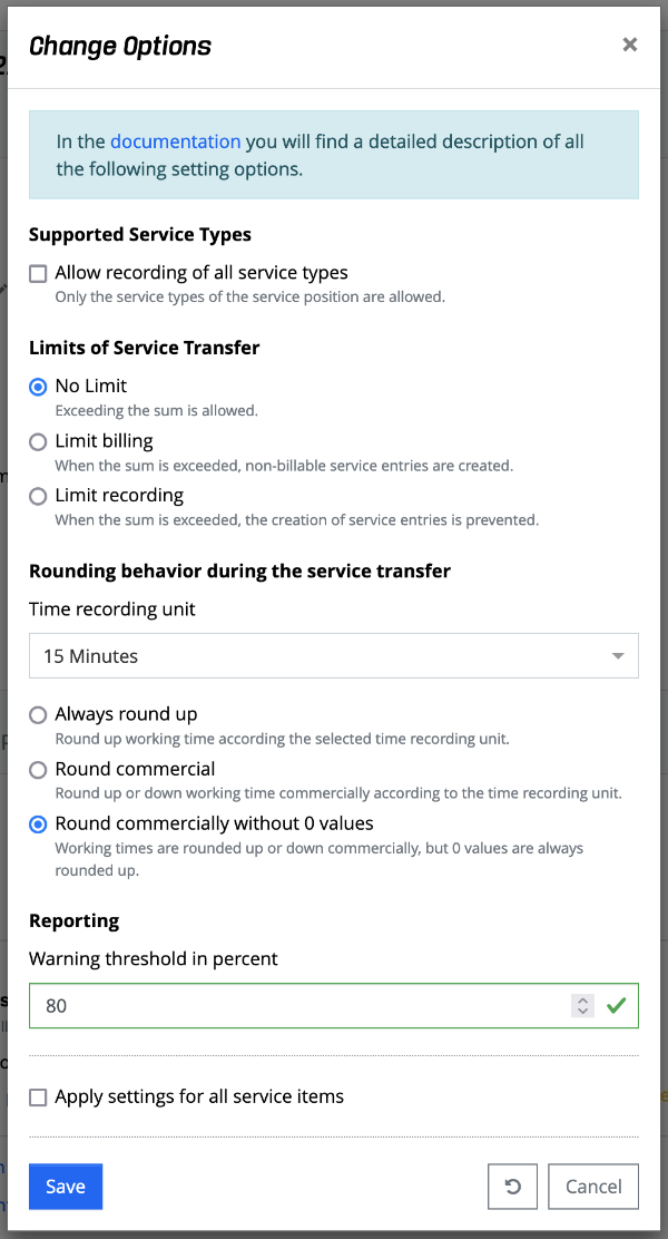 Order Position - Configuration Dialog